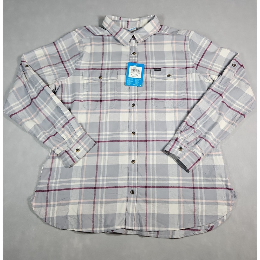 Columbia Womens Plaid Omni-Wick Button Up Long Sleeve Flannel Shirt Size XL NWT